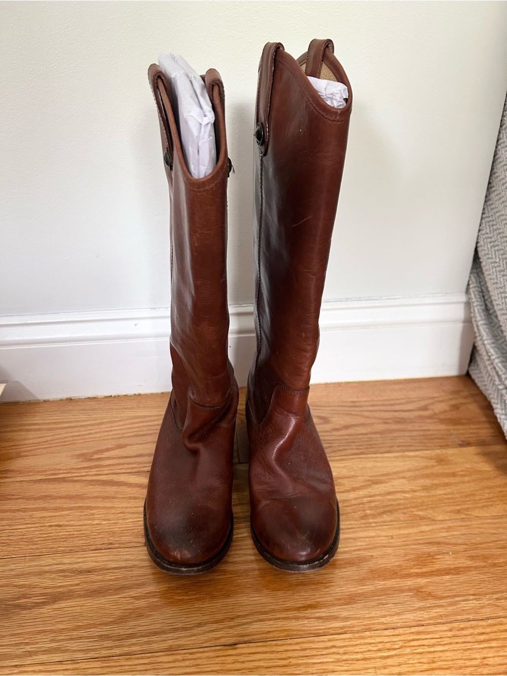 Frye Melissa Button Leather Brown Tall Boots - Picture 3 of 11